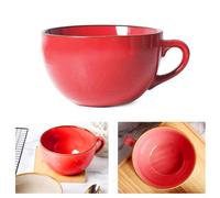 AYYDS Large Coffee Cup, 700 ml Cup, Ceramic Soup Bowl with Handle, Coffee Mug, Cereal Bowls, Salad Bowl with Handle, XXL Cappuccino Cups, Ramen Bowl (Red), KFB-0723
