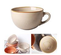 AYYDS Large Coffee Cup & Soup Bowl, 700 ml, Ceramic, XXL Cappuccino Cup, Ramen Bowl (Khaki), KFB-0723