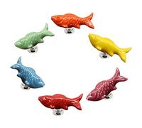 Ayygift 6pcs Creative Cute Fish Cupboard Door Pull Handles Drawer Knobs Cabinet Ceramic