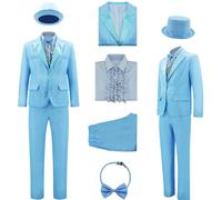 AYYOHON Harry and Lloyd Tuxedos Mens Fun Suit Dumber Orange Suit Dumb Blue Blazer Top Hat Bow Tie Halloween Cosplay Costume M
