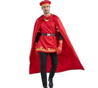 AYYOHON King Red Costume with Red Cape Hat Cloak Cap Suit Men Halloween Outfits Fancy Dress for Adult XL
