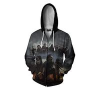 AYYOHON Mens 3D Printed Hoodie TWD Zombie Sweatshirt Skeleton Skull Hooded Zip Up Jacket Walking Cosplay Dead Pullover XL