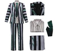 AYYOHON Men's Beetle Cosplay Costume Black and White Striped Jacket Suit Comedy Horror Movie Scary Halloween Outfits XS