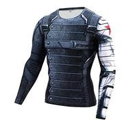 AYYOHON Mens Compression Shirt Printed Superhero Compression Tops Fitness Running Gym Cycling T-shirt Tight Baselayer L