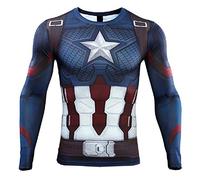 AYYOHON Mens Compression Shirt Printed Superhero Compression Tops Fitness Running Gym Cycling T-Shirt Tight Baselayer XL