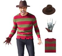 AYYOHON Men's Krueger Sweater Striped Jumper Miss Krueger Costume Halloween Cosplay Knitted Sweater Dress Adult Fancy Dress XS