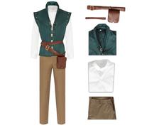 AYYOHON Prince Charming Costume Men's Medieval Renaissance Vest Gothic Steampunk Halloween Outfit with Pants Shirt Pocket 3XL
