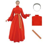 AYYOHON Princess Bride Costume Buttercup Cosplay Red Dress Belt Headband Set Halloween Medieval Queen Costume Party Outfits S