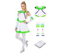 AYYOHON Space Ranger Costume Women Toy Buzz Astronaut Dress Sleeves Leggings Set Halloween Cosplay Skirt Fancy Dress Outfits