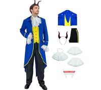 AYYOHON The Beast Costume Adult Beauty Men Halloween Cosplay Prince Charming Costumes Aristocrat Jacket Set 3XL