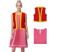 AYYOHON Toadette Costume Toadstool Pink Dress with Waistcoat for Women Halloween Cosplay Toad Mushroom Vest Dress Outfit 3XL