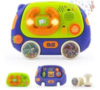 Ayyomo 3 in 1 Montessori Toys Bus, Light Up Baby Musical Toys for Toddlers 1-3 Year Old, Road Trip Busy Board for Car Seat Travel Essential, 2 Bell Wheel Sensory Toys, Birthday Gift for Boy Girl Kid