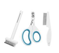 AYYQ Cat Nail Cutter Set, Beauty Cleaning Tool, 3-Piece Set, Includes Cat Nail Cutter, Open Comb and Flea Comb, Comfortable to Hold, Very Safe and Easy to Use (Blue)