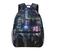 AYYQWE Aerial Night Of View Hong Kong Print Leisure Backpack Lightweight Comfortable Adjustable Bag For Work Travel Everyday