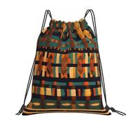 AYYQWE African Classic Weave Print Adults Lightweight Foldable Drawstring Backpack Sports Reusable Bag Travel Yoga