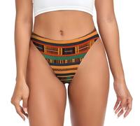 AYYQWE African Weaving Print Women'S G-String Thong Comfortable Underwear Stretch Sexy Lingerie For Daily Wear Black