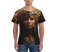 AYYQWE Ancient Egypt Tribe Series Print Fashion Men Short Sleeve T-Shirts Gym Wear Breathable Workout Summer Casual Outing Black