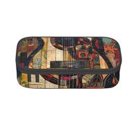 AYYQWE Art Guitar Pattern Print Versatile Student Pencil Case 8.3 X 2 X 3.7 in Storage Bag School Office Use