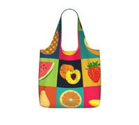 AYYQWE Art Style Fruit Print Foldable Reusable Shopping Tote Bag For Travel Gym Backpack Commuting Camping