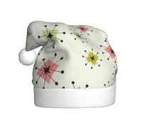 AYYQWE Atomic Stars Retro Pattern Print Santa Hat for Men Women Decor Party New Year Festive Celebrations Christmas Cap
