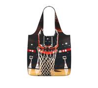 AYYQWE Basketball Print Foldable Reusable Shopping Tote Bag For Travel Gym Backpack Commuting Camping
