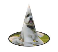AYYQWE Bichon Frise Dog On The Grass Print Comfortable Halloween Witch Hat Unisex For Parties Carnivals Christmas And Cosplay