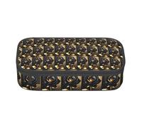 AYYQWE Black and Gold Flowers Print Versatile Student Pencil Case 8.3 X 2 X 3.7 in Storage Bag School Office Use