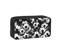 AYYQWE Black and White Soccer Ball Pattern Print Spacious Pen Case Large-Capacity Stationery Office Travel Use Organizer Pouch
