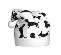 AYYQWE Black Dogs Dachshund Dog Print Santa Hat for Men Women Decor Party New Year Festive Celebrations Christmas Cap
