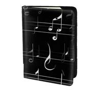 AYYQWE Black Music Notes Print Men Women Passport Travel Document Wallet Case Stylish Secure and Lightweigh