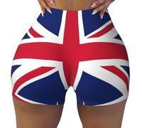 AYYQWE British Flag Print Women's Workout Shorts Comfortable Stretch Yoga Running Practical Everyday Wear Black