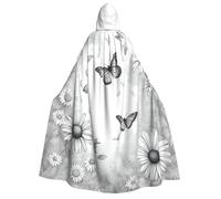 AYYQWE Butterfly Daisy Print Unisex Adult Hooded Cloak Warm Cape Halloween Costume Cosplay Carnival Theme