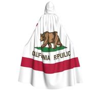 AYYQWE California State Flag Print 190cm Hooded Carnival Themed Cloak Unisex Cosplay For Festivals Masquerade Robe