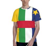 AYYQWE Central African Flag Print Men Short Sleeve T-Shirt Soft Casual Office Gym Summer Office Environments Wear Black