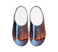 AYYQWE Chicago Illinois Usa Print Adult Unisex House Soft TPR Slippers Cozy Non-Slip Sole Home Travel Flannel Indoor