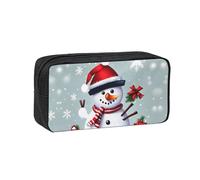 AYYQWE Christmas Happy Snowman Print Spacious Pen Case Large-Capacity Stationery Office Travel Use Organizer Pouch