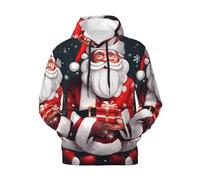 AYYQWE Christmas Santa Clauss Print Winter Mens Hoodie Soft Warm Pullover Casual Wear For Gym Work Outdoor Activities Black