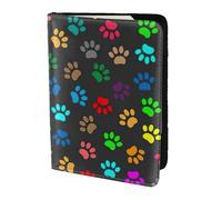 AYYQWE Colorful Dog Paw Print Black Print Men Women Passport Travel Document Wallet Case Stylish Secure and Lightweigh