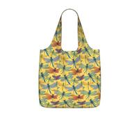 AYYQWE Colorful Dragonfly Print Foldable Reusable Shopping Tote Bag For Travel Gym Backpack Commuting Camping
