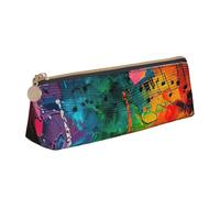 AYYQWE Colorful Music Notes Print Student Pencil Case Large Capacity Triangle Pouch Zippered Pen Makeup School College