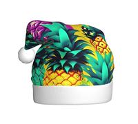 AYYQWE Colorful Pineapple Print Santa Hat for Men Women Decor Party New Year Festive Celebrations Christmas Cap