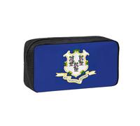 AYYQWE Connecticut State Flag Print Spacious Pen Case Large-Capacity Stationery Office Travel Use Organizer Pouch