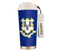 AYYQWE Connecticut State Flag Print Stainless Steel Coffee Tea Water Cup Travel Mug for Hot Cold Beverages Daily Use