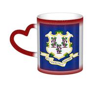 AYYQWE Connecticut State Flag Print Starry Sky Color-Changing Mug Gift Ceramic Coffee Mugs Anniversary Daily Home