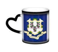 AYYQWE Connecticut State Flag Print Starry Sky Color-Changing Mug Gift Ceramic Coffee Mugs Anniversary Daily Home