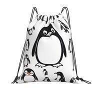 AYYQWE Cute Penguin Print Adults Lightweight Foldable Drawstring Backpack Sports Reusable Bag Travel Yoga