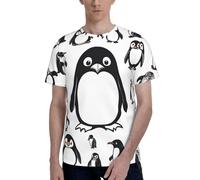 AYYQWE Cute Penguin Print Men Short Sleeve T-Shirt Soft Casual Office Gym Summer Office Environments Wear Black