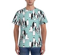AYYQWE Cute Penguins Print Fashion Men Short Sleeve T-Shirts Gym Wear Breathable Workout Summer Casual Outing Black