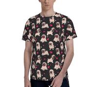 AYYQWE Cute Pug Print Men Short Sleeve T-Shirt Soft Casual Office Gym Summer Office Environments Wear Black