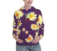 AYYQWE Daisy Purple Flowers Print Autumn Winter Women'S Hoodies Comfortable Casual Sweatshirts Fashion Pullover